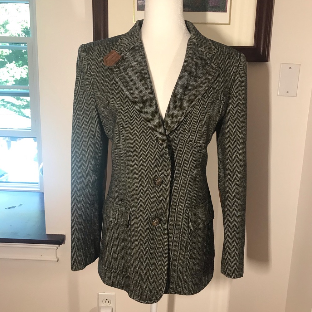 Classic Ralph Lauren Tweed Blazer/suede elbows